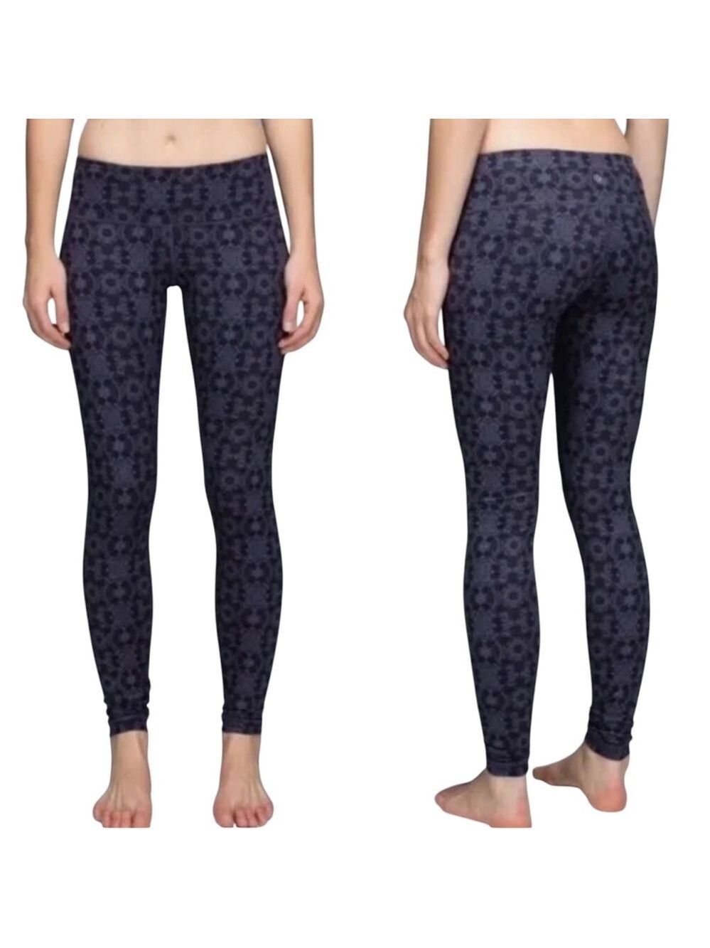 Lululemon Wunder Under Pant Full On Luon Purple Black Patterned Leggings Women’s